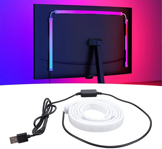 Heayzoki Screen Sync RGB Light Strip for 27 Inch Monitor, 16 Million Colors, USB Powered PC Gaming Ambient Backlight Music Mode PC Client Control, 65 LED Beads
