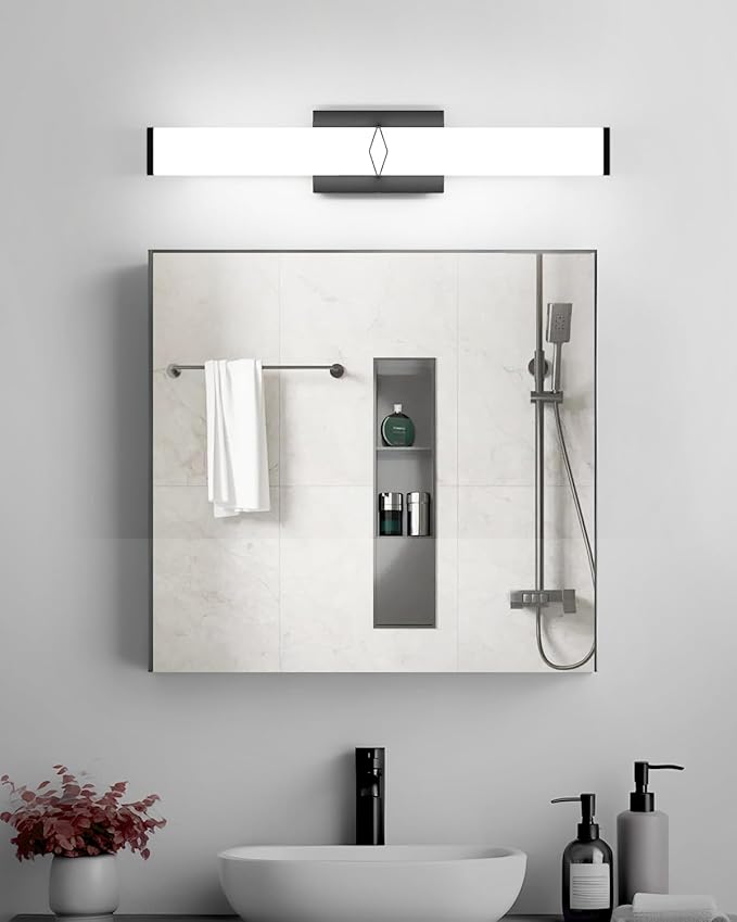 Modern Bathroom Light Fixtures, 24inch Dimmable LED Bathroom Vanity Lights Over Mirror, 25W 2700LM 5CCT Black Vanity Lighting Fixtures for Mirror,ETL Certified