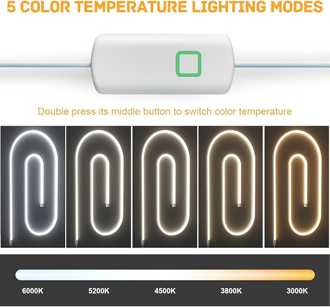 MY BEAUTY LIGHT LED Vanity Lights Strip for Mirror, 3000K-6000K Adjustable Color Temperature Bright Vanity Mirror Lights, 6.56FT Dimmable Makeup Light, ELT Approval 24V Stick on Lights for Mirror