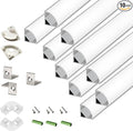 10-Pack 3.3FT 1Meter V Shape LED Strip Aluminum Channel Diffuser System, Extruded Alu Track Milky Cover with Corner Connector and Mounting Kit,Easy Cut and Installed Curved Lens Profile