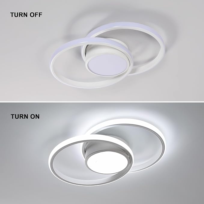 AUA LED Modern Ceiling Light, 39W 6500K Round Ceiling Lights Fixture, 15.7" for Hallway, Kitchen, Bedroom, Dining Room, Entryway, White