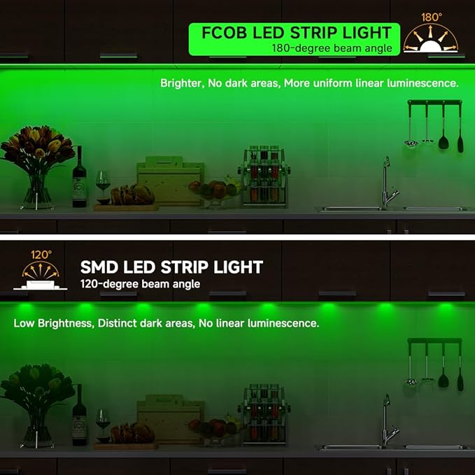BTF-LIGHTING FCOB COB FOB LED Strip Lights 5V USB Powered 9.8FT 960LEDs Green Color 8mm Width Dimmable CRI 90+ with 3M Tape Flexible High Density for 3D Printer TV Backlight PC DIY Decor
