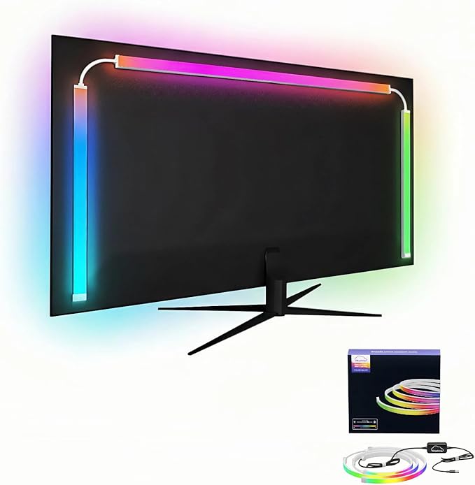 24 Inch Monitor Backlight - Reactive LED Strip for PC and Mac - Screen Color and Music Sync Gaming Lights - Software Control Ambient Lighting for Desktop Setup - USB Powered (24 inch)