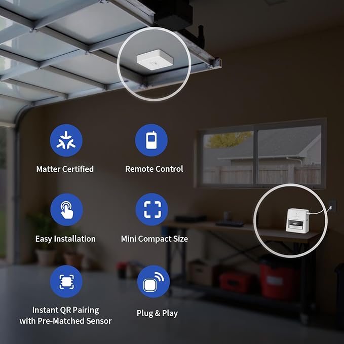 THIRDREALITY Smart Garage Door Opener, Matter Certified, Retrofit with Existing Remote, Compatible with Alexa, Apple Home, Google Home, SmartThings, Home Assistant & Homey