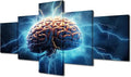 Brain Power Lightning Modern Wall Smart Brain Pictures Brainstorming Concept Contemporary Artwork Print On Canvas Bedroom Wall Art for Living Room Framed Ready to Hang, (50"Wx24"H)