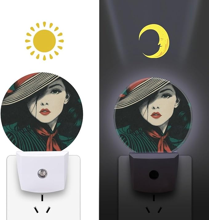 Plug in Night Light with LED & Smart Light Sensor, Stripe Concerto Auto-On/Off Night Lights Plug Into Wall for Bedroom, Bathroom, Hallway, Stairway