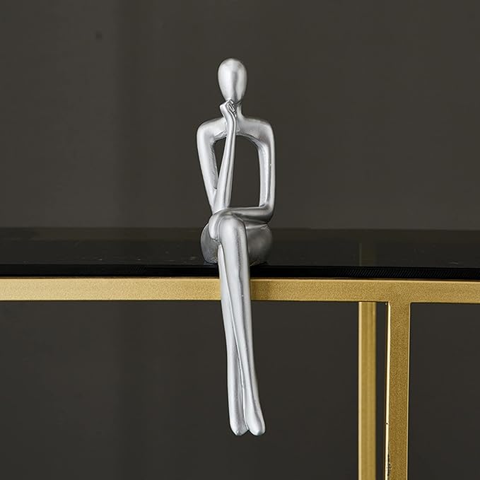 XINXAUN Silver Statue Home Decor - Modern Bookshelf & Desk Decor - 3 Piece Set