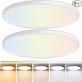 Brightever 15 Inch Large Flush Mount Ceiling Light Fixtures, 3800LM 300W Equivalent, 2700K-6500K Selectable, 0.67 Inch Extremely Thin 30W Modern Dimmable Flat LED Ceiling Lights for Bathroom, 2 Packs
