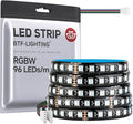 BTF-LIGHTING 5050 RGBW RGB+Cool White(6000K-7000K) 4 Colors in 1 LED 5m 16.4ft 96LED/m DC24V Multi-Colored LED Tape Lights IP65 Waterproof Black 12mm PCB for Home Decoration(No Adapter or Controller)