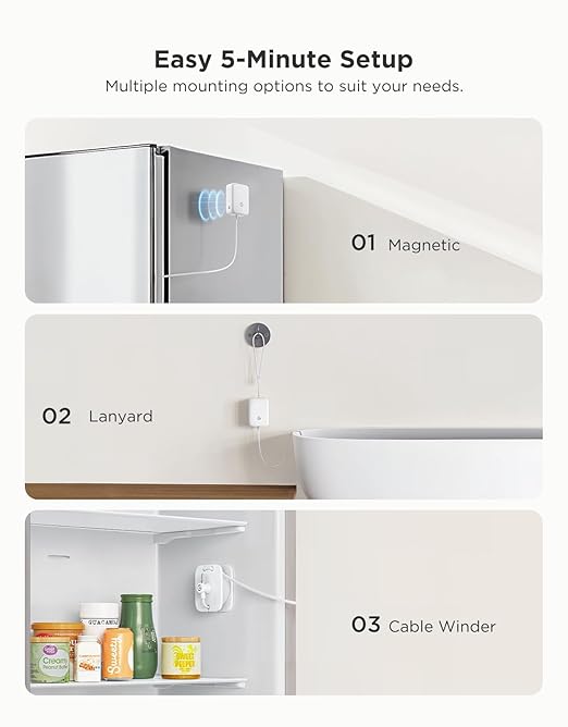 GoveeLife Refrigerator Freezer Thermometer 1 Pack, Bluetooth Temperature Sensor with Alarm, Smart APP Alerts for Fridge/Freezer/Tub(WiFi Gateway Not Included)