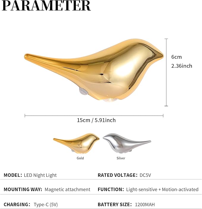 Motion Sensor Wall Light: 1200mAh Rechargeable Wall Sconce Set of 2 Magnetic Stair Lights Indoor Wireless Wall Sconces Night Light for Kids Elderly Bedroom Hallway Home Decor (Gold)