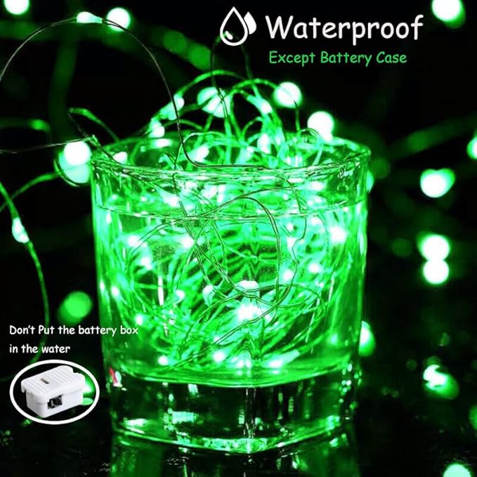 ZGWJ Fairy Lights Battery Operated, 50 Pack Twinkle String Lights 20 LED 7FT 3 Lighting Modes for Bedroom Decor, Easter, Halloween, Christmas, Party Indoor and Outdoor Decoration Green