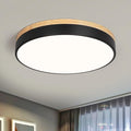 Modern Dimmable Wood Ceiling Light, Black Round LED Flush Mount Ceiling Lighting Fixtures, Minimalist Ceiling Lamp for Kitchen Bedroom Laundry Room Living Room Entryway Hallway&15.74 in
