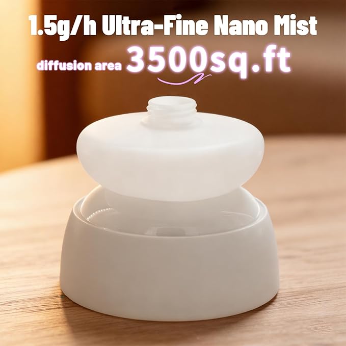 Waterless Essential Oil Diffuser 3500 Sq.Ft Coverage for Large Home Hotel Office, Ceiling-Mounted Cold Air Scent Machine for Aromathrapy, Bluetooth App Control, No-Noise Aroma Diffuser Ceiling-Mounted