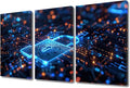 3 Pieces AI Wall Art AI Intelligence Picture Prints on Canvas Giclee Artwork Wall Decor Security Lock Symbol Framed Art Prints Modern Home Office Room Wall Decor Stretched Ready to Hang, 36" Wx24 H