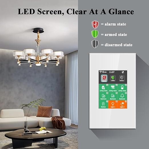 LANBON L8 LCD Alarm Smart Switch, Smart Home Security & Light Control Switch,Indoor Alarm System for Home Security,DIY Door/Window Alarm with APP No Subscription-7 Pieces Kit,Need Neutral Wire,L8-HAK