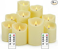 Flameless Candles with Remote, Battery Operated Flickering Flameless Candles, LED Candles with Timer 2/4/6/8H, with Realistic LED Candles Set of 9 (D3 x H 3" 4" 5" 6" 7") (Ivory)