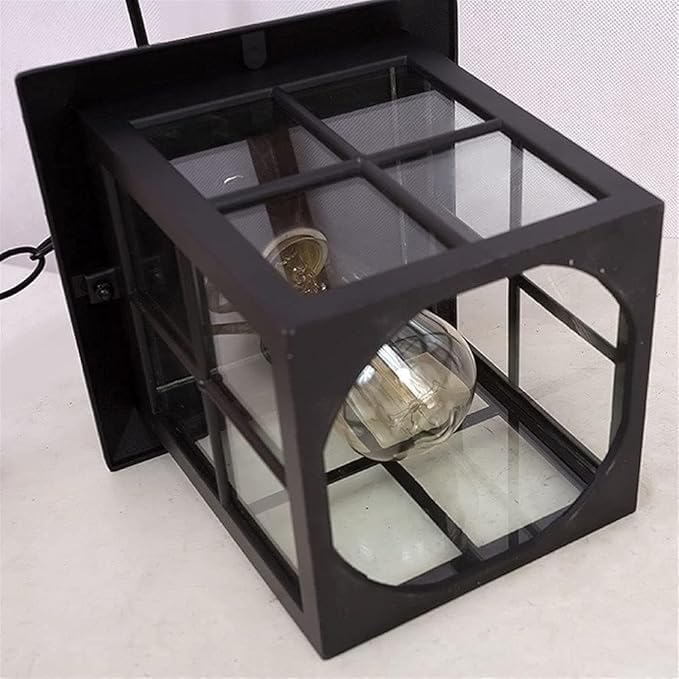 Outdoor Glass Hanging Lamp, Pendant Light Height Adjustable for Porch Garden Courtyard Gazebo Suspension Light(Bronze), Size