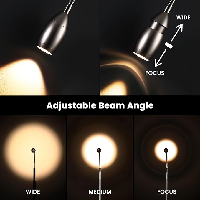 Reading Floor Lamp, Dimmable LED Floor Lamp with Remote, Standing Lamp with Flexible Gooseneck, Zoomable Spotlight, Reading Light, Task Crafting Tall Lamps for Living Room Office Bedroom(Nickel)
