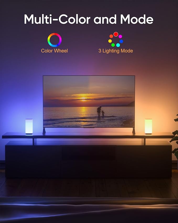 Bedside Table Lamp Touch & Remote 3 Modes & 256 RGB Colors, Touch Night Light for Kids with Warm White Lights Dimmable, Nursery Night Light Timer for Bedroom Living Room Outdoor Camping