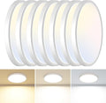 slochi 6 Pack 12Inch Flush Mount Ceiling Light Fixtures -3000K-4000K-6500K Flat Led Lights for Room Ceiling,Ultra Thin Round White Ceiling Lights for Living Room,Bedroom,Kitchen,Bathroom