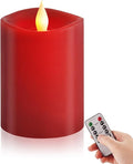 3″x4″ Red Flickering Flameless Candles, 2AA Battery Life 600 Hours Battery Candles Flickering with Timer,4 inch Flameless Candles with Remote for Indoor/Outdoor,Set of 1