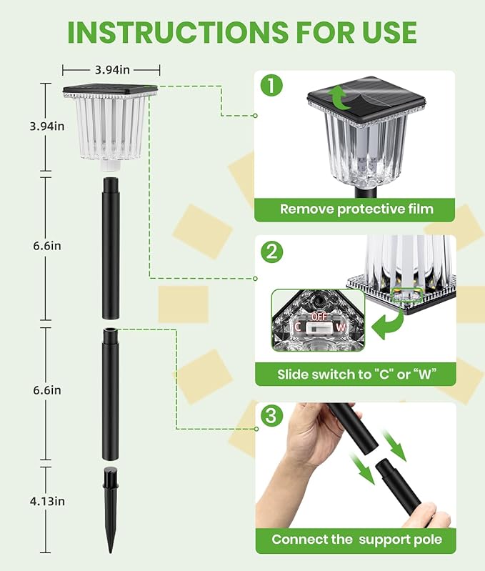 Super Bright Solar Pathway Lights 2 Pack, Adjustable Warm & Cold Solar Lights Outdoor Waterproof IP65, Auto On/Off, Outdoor Decor Light for Garden, Landscape, Path, Yard, Patio, Driveway