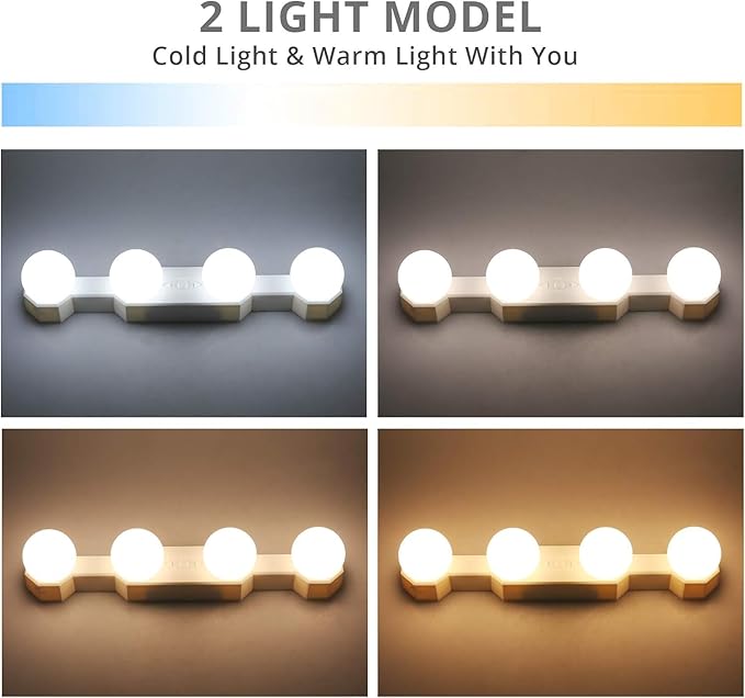 Portable Makeup Light,Cordless Led Vanity Mirror Lights with Brightness Color Temperature Adjustable for Vanity Table Bathroom Dressing Room