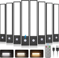 8"8 Pack Under Cabinet Lighting Wireless with Remote,56 LED Rechargeable Motion Sensor Light Indoor,3000mAh Cabinet Lighting,3 Color Modes &7 Dimmable Levels,Magnetic Under Counter Lights for Kitchen