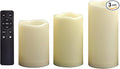 CANDLE CHOICE Outdoor Battery-Operated Flameless Candles with Remote Timer Waterproof Flickering Plastic Electric LED Pillar Lights for Lantern Patio Garden Wedding Halloween Christmas 3x4,5,6” 3 Pack