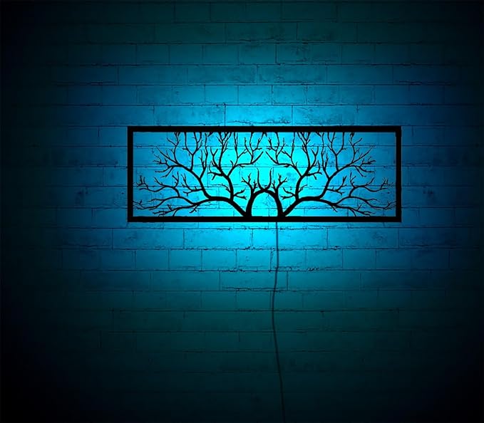 Led Tree Branch Lights For Wall, Tree Lighted-Up Wall Art With Rgb Color Changing Led, Metal Wall Decor, Rgb Lights, Home Decor, Birthday Gift, 6 inches