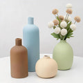 Ceramic Vase Set of 4, Modern Minimalist Colors Home Decor, Rustic Decorative Flowers Vases for Bouquet, Pampas | Table Mantel Centerpiece Bookshelf Living Room Bedroom (Minimalist Mix Set of 4)
