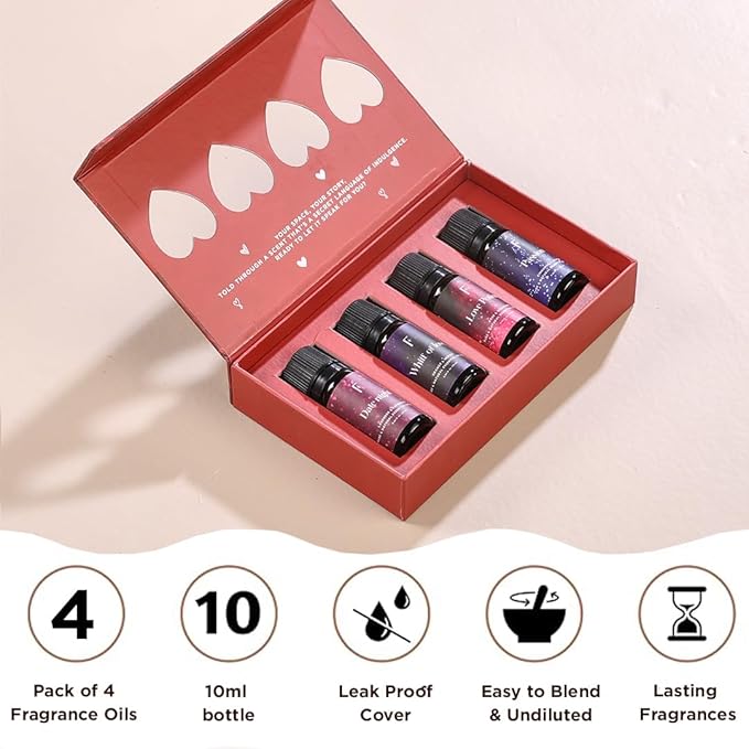 Folkulture Essential Oils for Diffuser for Home | Set of 4 Pure Essential Oil Set | Diffuser Oils Scented | Essential Oils for Candle Making - Lavender Oil, Jasmine Essential Oil for Relaxation