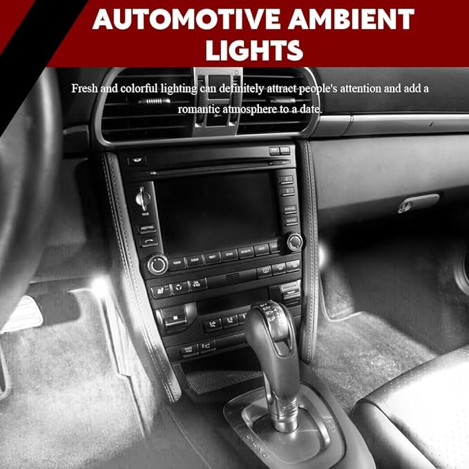 Car Interior LED Lights, Automotive Ambient Neon Light Kit with USB Port, Automotive Under Dash Decoration Night Lamp for Men and Women, 4 in 1 Decoration Lights for Car, Garden, Home, Part (White)