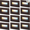 LEONLITE 12-Pack Premium Series 5CCT 120V LED Step Lights, Dimmable 3.5W Indoor Outdoor Waterproof Horizontal Stair Light, 2700K3000K3500K4000K5000K Selectable, CRI90, ETL, Aluminum, Oil Rubbed Bronze