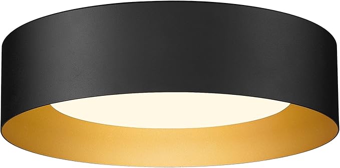 AUTELO Flush Mount Ceiling Light, 14" Frosted Glass Shade Close to Ceiling Light Fixture in Black Finish E26 Socket for Living Room Hallway Bedroom C3336XS BK