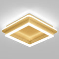 CANEOE Square LED Hallway Ceiling Light, Gold Modern Led Ceiling Light Fxitures, 6000K Cold White Small Flush Mount Ceiling Lamp for Hallway Bedroom Kitchen Balcony Cloakroom