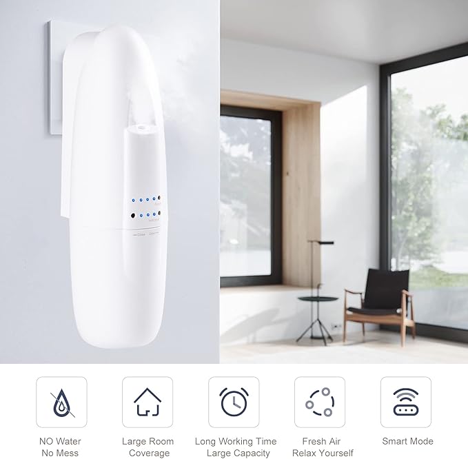 JCLOUD Smart Scent Air Machine with Cold Air Diffusion System for Home, Waterless Plug-in Essential Oil Diffuser 100ml, Portable Bluetooth Control Aromatherapy Diffuser for Large Room, Spa, Office
