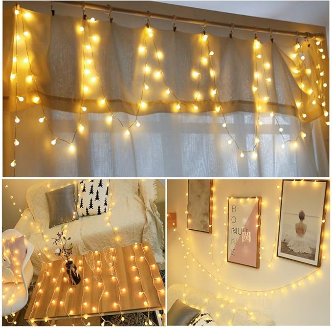 Merdeco Globe, Plug in String Lights 10ft/3m 20 LED Bulb Warm White Fairy Lights for Birthday/Christmas/Wedding/Party Indoor Outdoor Decoration