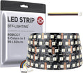 BTF-LIGHTING RGBCCT 5 Colors in 1 LED Tape Lights 5050SMD RGBWW RGB+Dimmable Color Temperature 2700K-6500K 16.4ft 96LED/m 480LED IP30 DC12V Black PCB for Home Decoration(No Adapter or Controller)