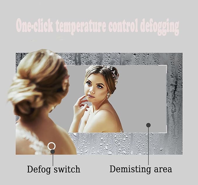 39in Half Moon LED Bathroom Mirror - Half Moon Mirrors for Wall,Frameless Backlit Smart Vanity Mirrors.3-Color Dimmable,Anti-Fog(Left Semicircle, 20 * 39in/50 * 100cm)
