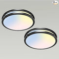 libtit 10Inch Flush Mount Ceiling Lights, 18W Dimmable LED Ceiling Light 3000K-6500K Adjustable, Black Lighting Fixture for Closet Kitchen Hallway Bathroom-2 Pack