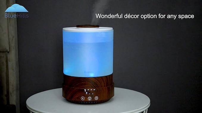 BlueHills Premium Set of Two Large 2500 ML and 4000 ML Tall XL Essential Oil Diffusers Humidifier Combo for Large Room Home with Décor LED Lights Great Gift – Value Pack of Dark Wood Grain.