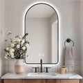 32" x 20" Arched LED Bathroom Mirror, Black Framed, Backlit Vanity Mirror with Lights, Wall Mounted Lighted Mirror, Dimmable 3-Color Shatter-Proof Arch Smart Mirror, UL-Listed, CRI≥93