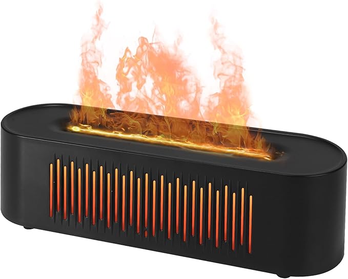 Volcano Humidifier Flame Fire Diffuser: 260ml Super Quiet Essential Oil Diffuser with 7 Colors Flame Light Spray Scent Humidifier with Waterless Auto Shut-Off Protection for Yoga Gym (Black)