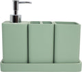 YMXYJM Bathroom Accessories Set, 4 Pcs Bathroom Accessory Set, Soap Dispenser, Toothbrush Holder, Qtip Holder Set, Bathroom Sets Complete, Bathroom Sink Set for Modern Home Decor,Green