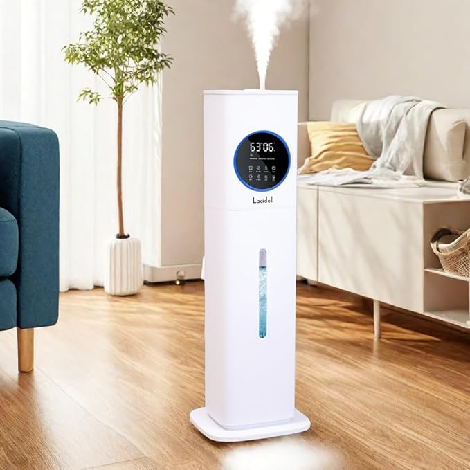 Humidifier Large Room, 2.1Gal/8L Humidifiers for Bedroom Home with Essential Oil Diffuser, Top Fill Whole House Cool Mist Humidifiers for Plants Baby Kids Adults Office, White