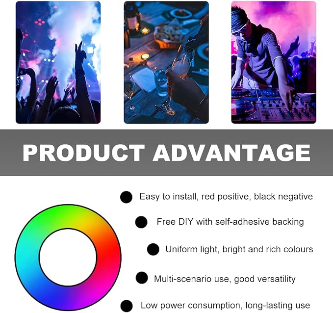 6 PCS 15 LED Strip Underbody Light, DC 12V 1Ft Flexible Underglow Car LED Light Strip with 6 Inch Wire, Waterproof LED Interior Exterior Decoration for Car Truck Motorcycle (Colorful)