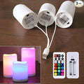 WRalwaysLX 3pack USB Type-C Rechargeable Color-Changing LED Pillar Candles with Remote Control, Dia2.5, H3 4" 5" for Bedroom, Living Room...