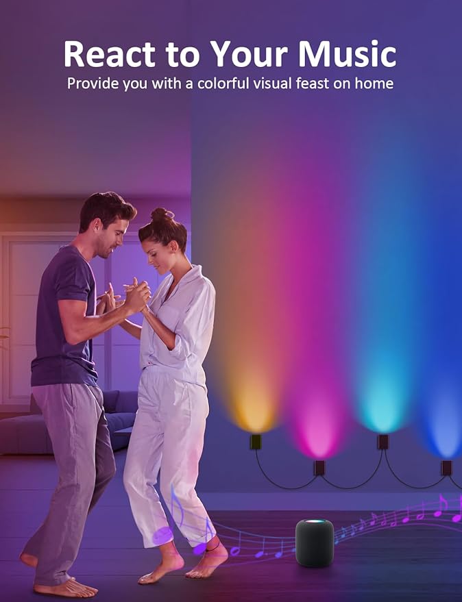 APPECK RGBCW Smart Wall Sconces - 54 Dynamic Scene WiFi Wall Lights Work with Alexa, Music Sync and Timer Function, Indoor Dimmable Led Wall Lights for Living Room, Bedroom, Party Decoration (RGBCW)